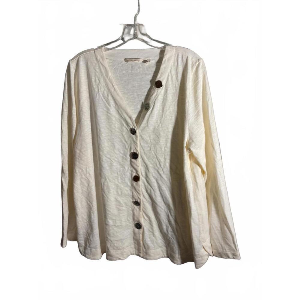 Soft Surroundings Danielle Cream Button-Up Top – Perfect Layering Piece P XL - Picture 2 of 9